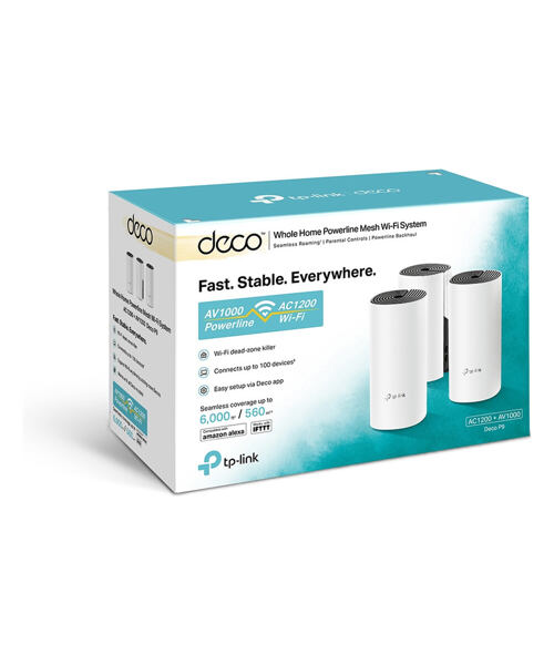 TP-Link AC1200 Whole-home Mesh WiFi Powerline System Deco P9(3-pack)