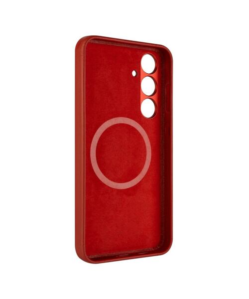 Kožený zadní kryt FIXED MagLeather s podporou MagSafe pro Samsung Galaxy S24+, červený