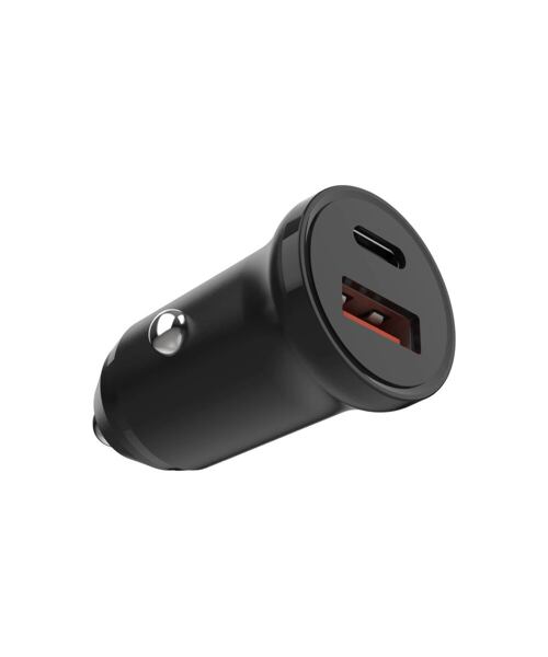 Autonabíječka FIXED s USB-C a USB výstupem a podporou PD, 20W, černá