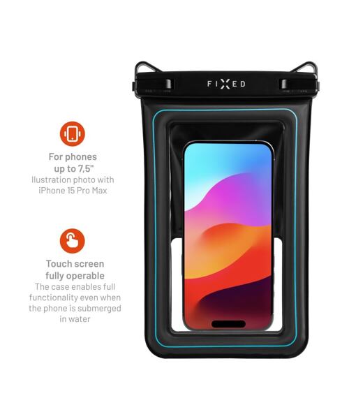 Voděodolné plovoucí pouzdro na mobil FIXED Float Max s kvalitním uzamykacím systémem a certifikací I
