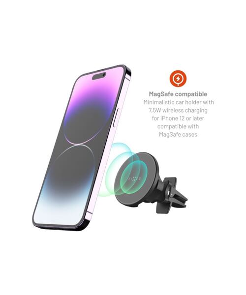 Držák s bezdrátovým nabíjením FIXED MagRound s podporou uchycení MagSafe, 15W, černý