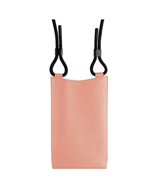 Taštička přes rameno s kapsou FIXED Verona s černou šňůrkou pro mobilní telefony do 7", broskvová