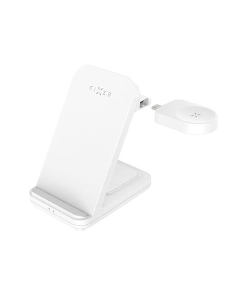 Stojánek FIXED Powerstation pro Samsung s bezdrátovým nabíjením až pro 3 zařízení, 15W+5W+2.5W, bílý