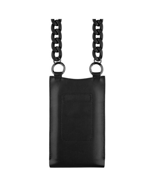 Kožená taštička přes rameno s kapsou FIXED Venezia pro 7" mobilní telefony s černým řetízkem, černá