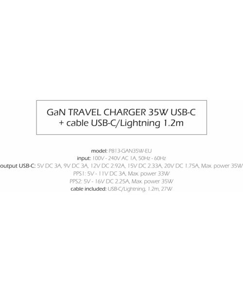 SWISSTEN SÍŤOVÝ ADAPTÉR GaN 1x USB-C 35W POWER DELIVERY BÍLÝ + DATOVÝ KABEL USB-C/LIGHTNING 1,2 M BÍ