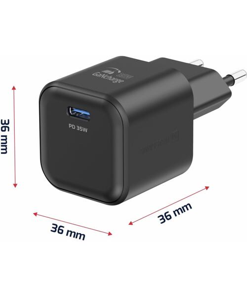 SWISSTEN SÍŤOVÝ ADAPTÉR GaN 1x USB-C 35W POWER DELIVERY ČERNÝ