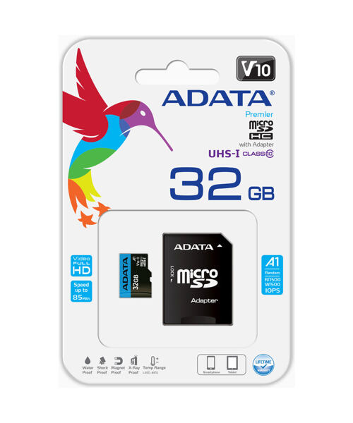 Adata/micro SDHC/32GB/UHS-I U1 / Class 10/+ Adaptér