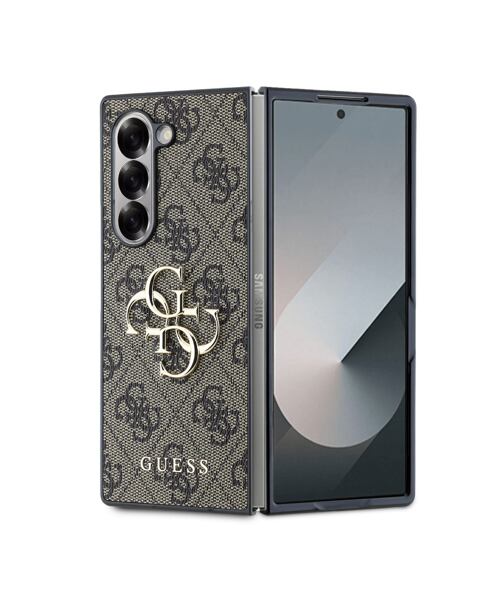 Guess PU 4G Metal Logo Zadní Kryt pro Samsung Galaxy Z Fold 6 Brown