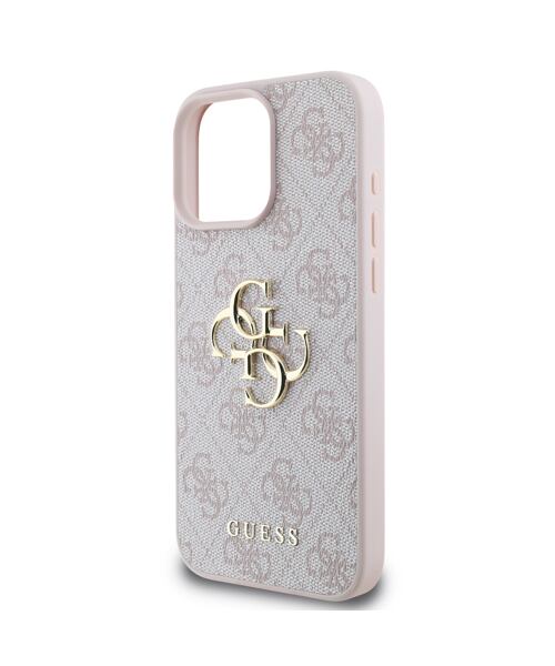 Guess PU 4G Metal Logo Zadní Kryt pro iPhone 16 Pro Pink