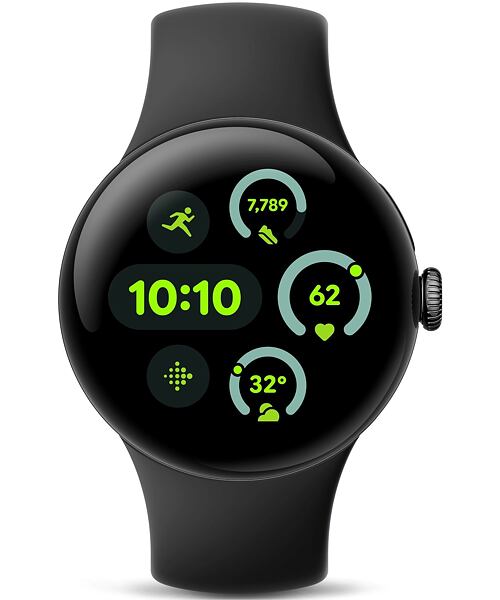 Google Pixel Watch 3 45mm Matte Black Aluminum Case/Obsidian Active Band
