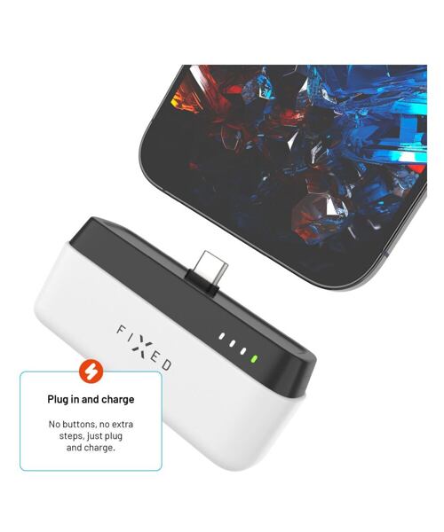 Powerbanka FIXED Zen 5 Plug-in s výstupem PD 20W, 5 000 mAh, bílá