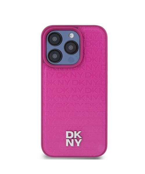 DKNY PU Leather Repeat Pattern Stack Logo Magsafe Zadní Kryt pro iPhone 15 Pro Max Pink