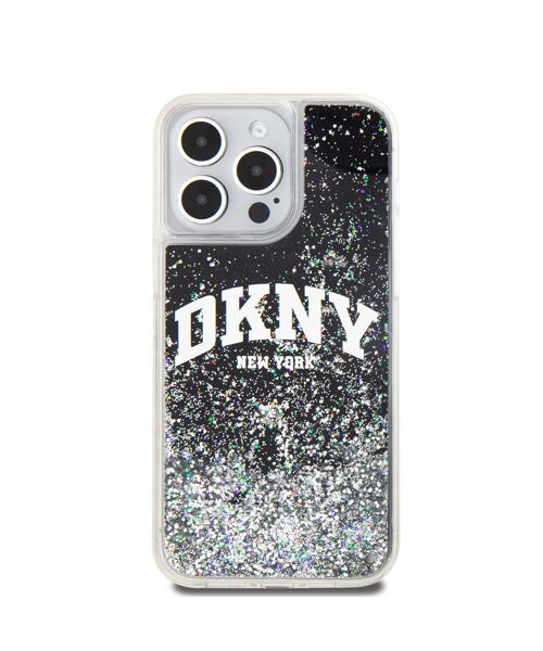 DKNY Liquid Glitter Arch Logo Zadní Kryt pro iPhone 13 Pro Max Black