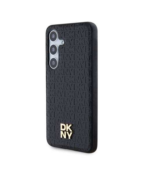 DKNY PU Leather Repeat Pattern Stack Logo Magsafe Zadní Kryt pro Samsung Galaxy S24+ Black