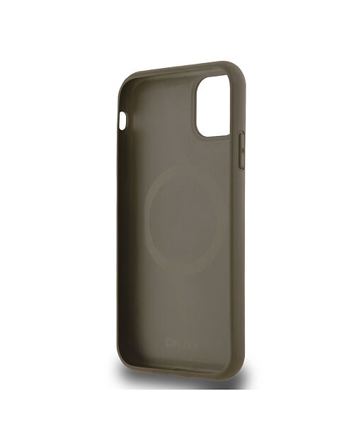 DKNY PU Leather Repeat Pattern Bottom Stripe MagSafe Zadní Kryt pro iPhone 11 Brown