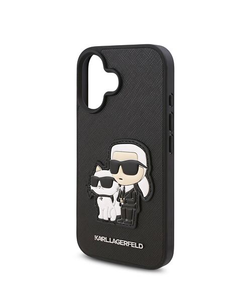 Karl Lagerfeld PU Saffiano Karl and Choupette Zadní Kryt pro iPhone 16 Plus Black