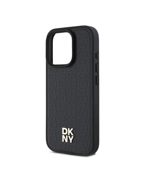 DKNY PU Leather Repeat Pattern Stack Logo MagSafe Zadní Kryt pro iPhone 16 Pro Max Black