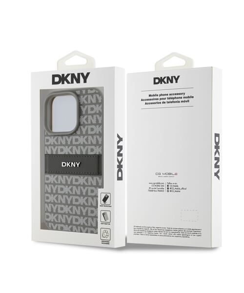 DKNY PU Leather Repeat Pattern Tonal Stripe Zadní Kryt pro iPhone 16 Pro Max Beige
