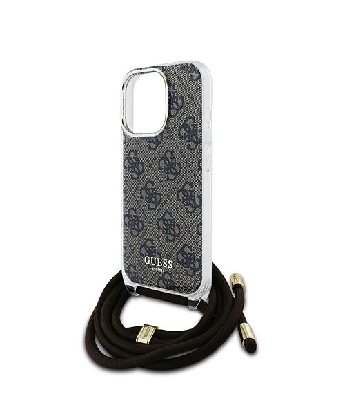 Guess IML 4G Printed Crossbody Popruh Zadní Kryt pro iPhone 16 Pro Max Brown