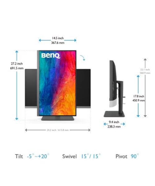 BenQ LCD PD2706U 27" IPS/3840x2160/5ms/HDMI/5xUSB/USB-C/výškově nastavitelný/pivot/vesa/repro/Flicke