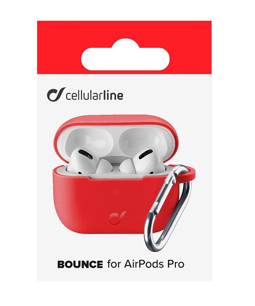 Ochranný kryt s karabinou Cellularline Bounce pro Apple AirPods Pro, červený
