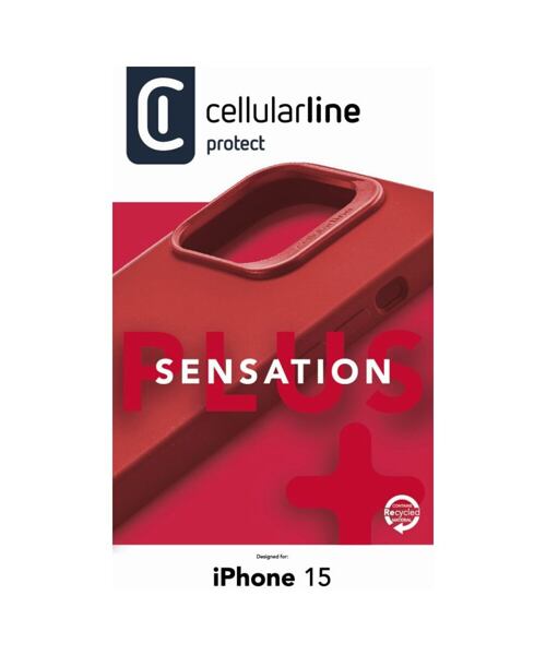 Ochranný silikonový kryt Cellularline Sensation Plus pro Apple iPhone 15, červený
