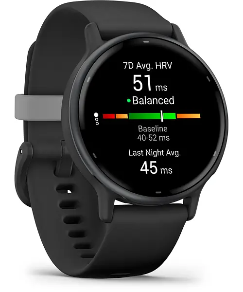 Garmin Vivoactive 5 Slate Aluminum Bezel with Black Case and Silicone Band