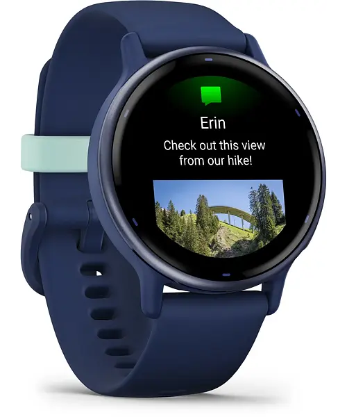 Garmin Vivoactive 5 Metallic Navy Aluminum Bezel with Navy Case and Silicone Band