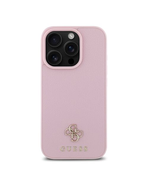 Guess PU Grained 4G Small Metal Logo MagSafe Zadní Kryt pro iPhone 16 Pro Max Pink