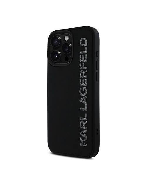 Karl Lagerfeld 3D Rubber Glitter Logo Zadní Kryt pro iPhone 16 Pro Max Black