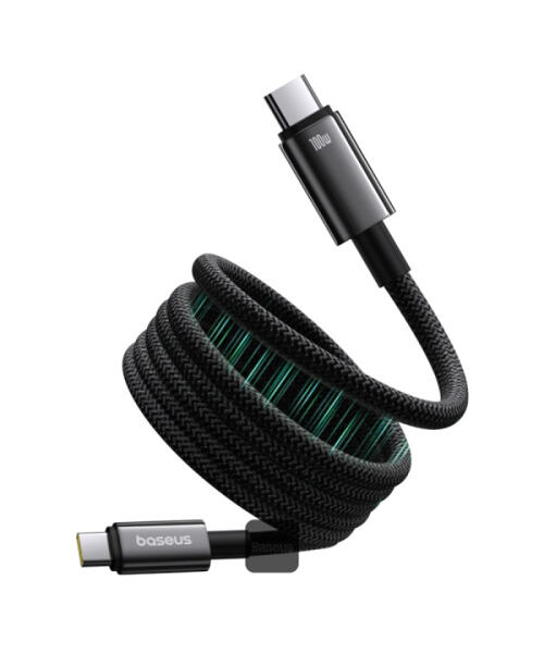 Baseus datový magnetický kabel Tungsten Gold USB-C/USB-C 1m 100W černý