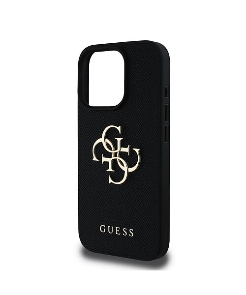Guess PU Grained 4G Metal Logo Zadní Kryt pro iPhone 16 Pro Black