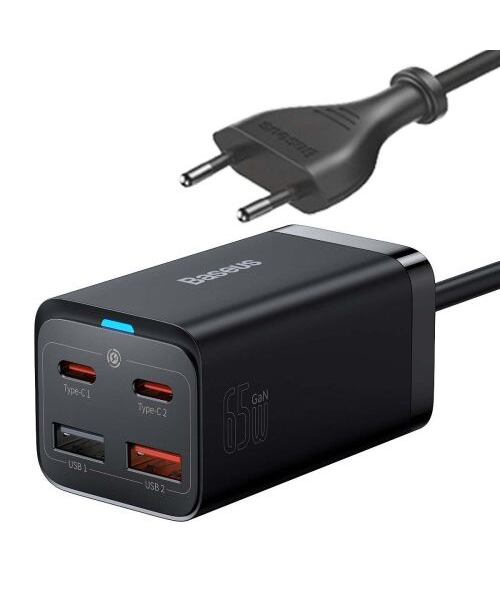 Baseus rychlonabíječka do sítě GaN3 Pro, 2x USB-C, 2x USB 65W černá