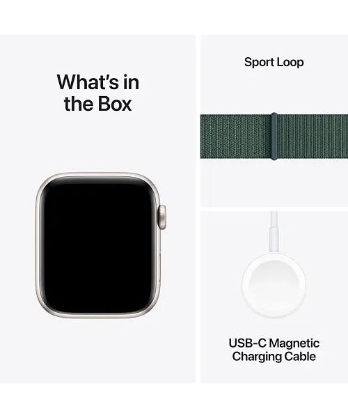 Apple Watch SE (2024) GPS+Cellular 44mm Starlight Aluminium Case with Lake Green Sport Loop