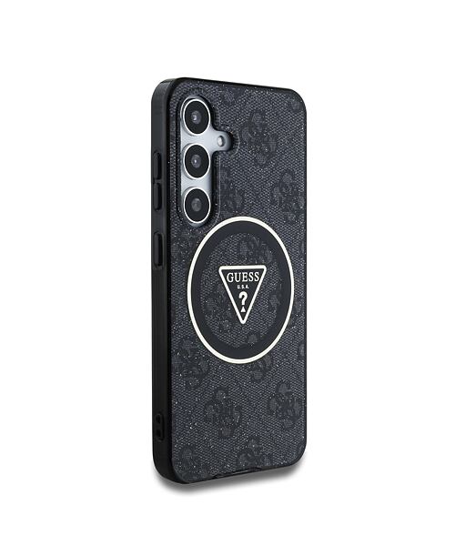 Guess IML 4G Glitter and Triangle Logo MagSafe Zadní Kryt pro Samsung Galaxy S25+ Black