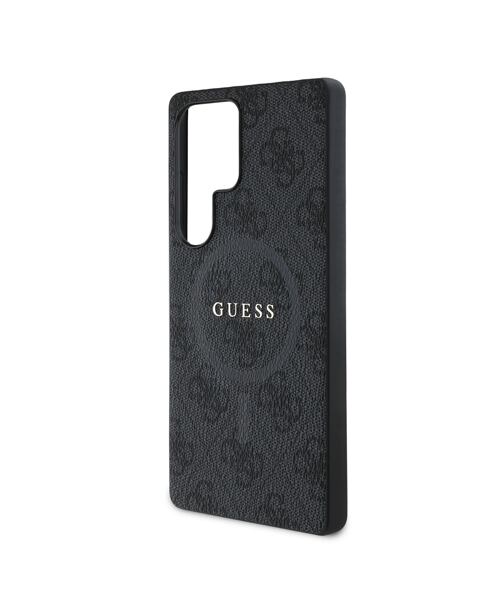 Guess PU Leather 4G Colored Ring MagSafe Zadní Kryt pro Samsung Galaxy S25 Ultra Black