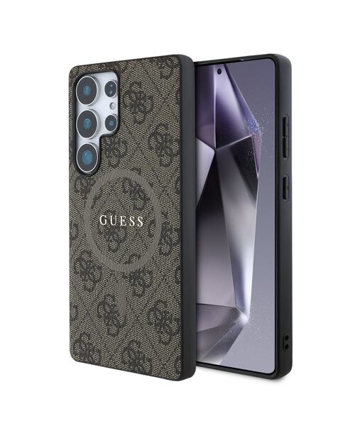 Guess PU Leather 4G Colored Ring MagSafe Zadní Kryt pro Samsung Galaxy S25 Ultra Brown