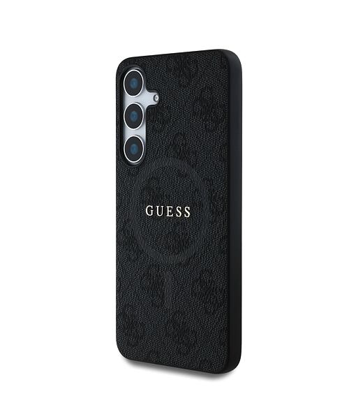 Guess PU Leather 4G Colored Ring MagSafe Zadní Kryt pro Samsung Galaxy S25 Black