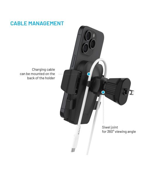 Univerzální držák do auta FIXED Iconiq Lock s úchytem do ventilační mřížky, černý