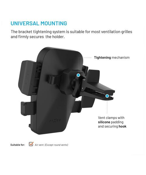 Univerzální držák do auta FIXED Iconiq Vent s úchytem na ventilační mřížku, černý