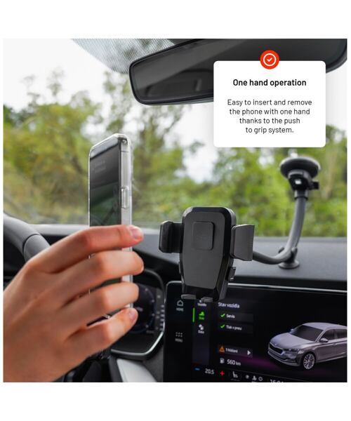 Univerzální držák do auta FIXED Iconiq Flex XL s flexibilní ohebnou nohou na sklo nebo na palubní de