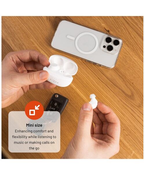 Bezdrátová TWS sluchátka FIXED Buds, bílá