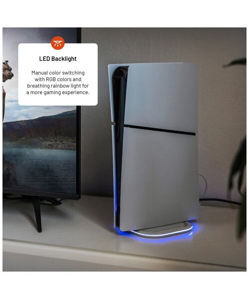 Stojánek FIXED pro PlayStation 5, 5 (Slim) a 5 Pro s RGB LED podsvícením, bílý