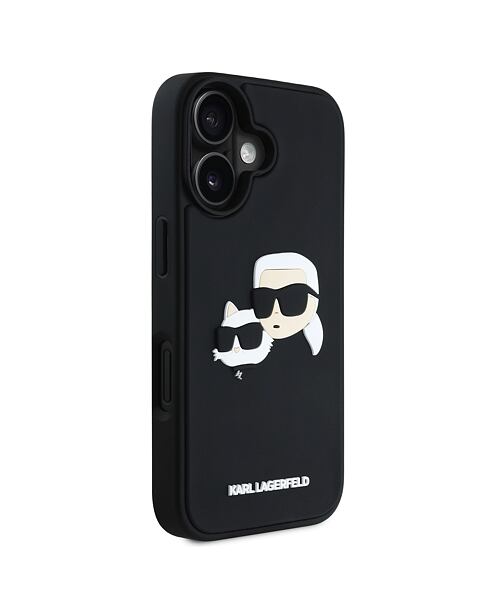 Karl Lagerfeld 3D Rubber Double Heads Zadní Kryt pro iPhone 16 Black