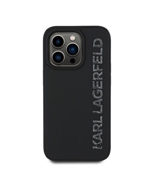 Karl Lagerfeld 3D Rubber Glitter Logo Zadní Kryt pro iPhone 13 Pro Black