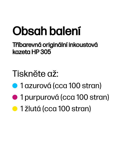 HP Tříbarevná originální inkoustová kazeta 305