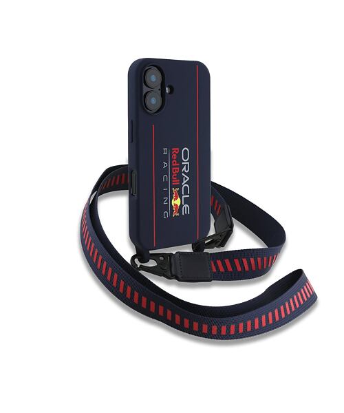 Red Bull Silicone Vertical Logo MagSafe Zadní Kryt + Crossbody Popruh pro iPhone 16 Navy