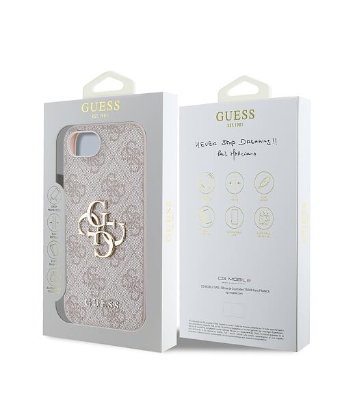 Guess PU 4G Metal Logo Zadní Kryt pro iPhone 16e Pink
