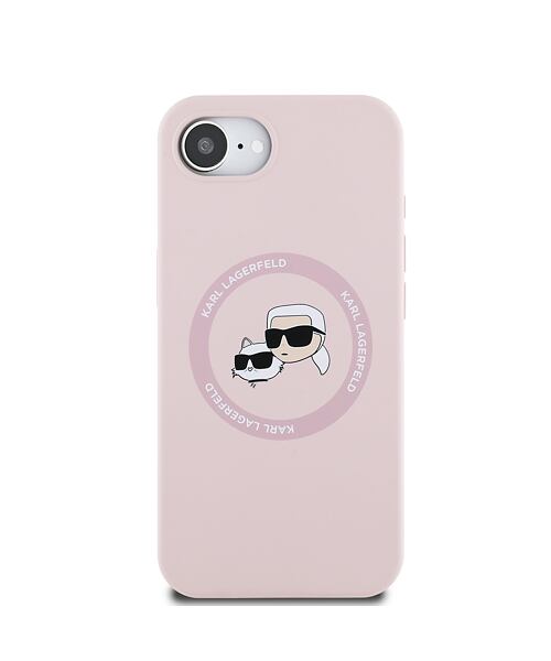 Karl Lagerfeld Liquid Silicone K&CH Heads MagSafe Zadní Kryt pro iPhone 16e Pink