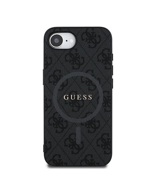 Guess PU Leather 4G Colored Ring MagSafe Zadní Kryt pro iPhone 16e Black